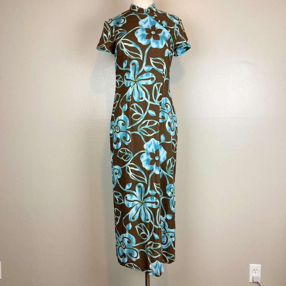 IOLANI - S - Faux Cheongsam Hawaiian Print Maxi
